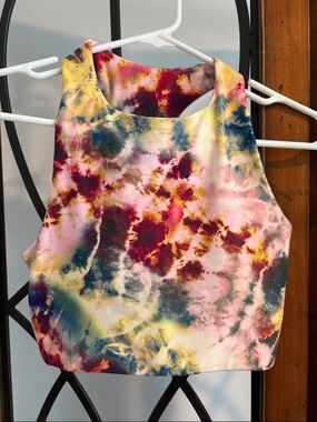 Betsey Johnson Multicolor Tie-Dye Sports Bra - Pink, Yellow, Blue, Burgundy